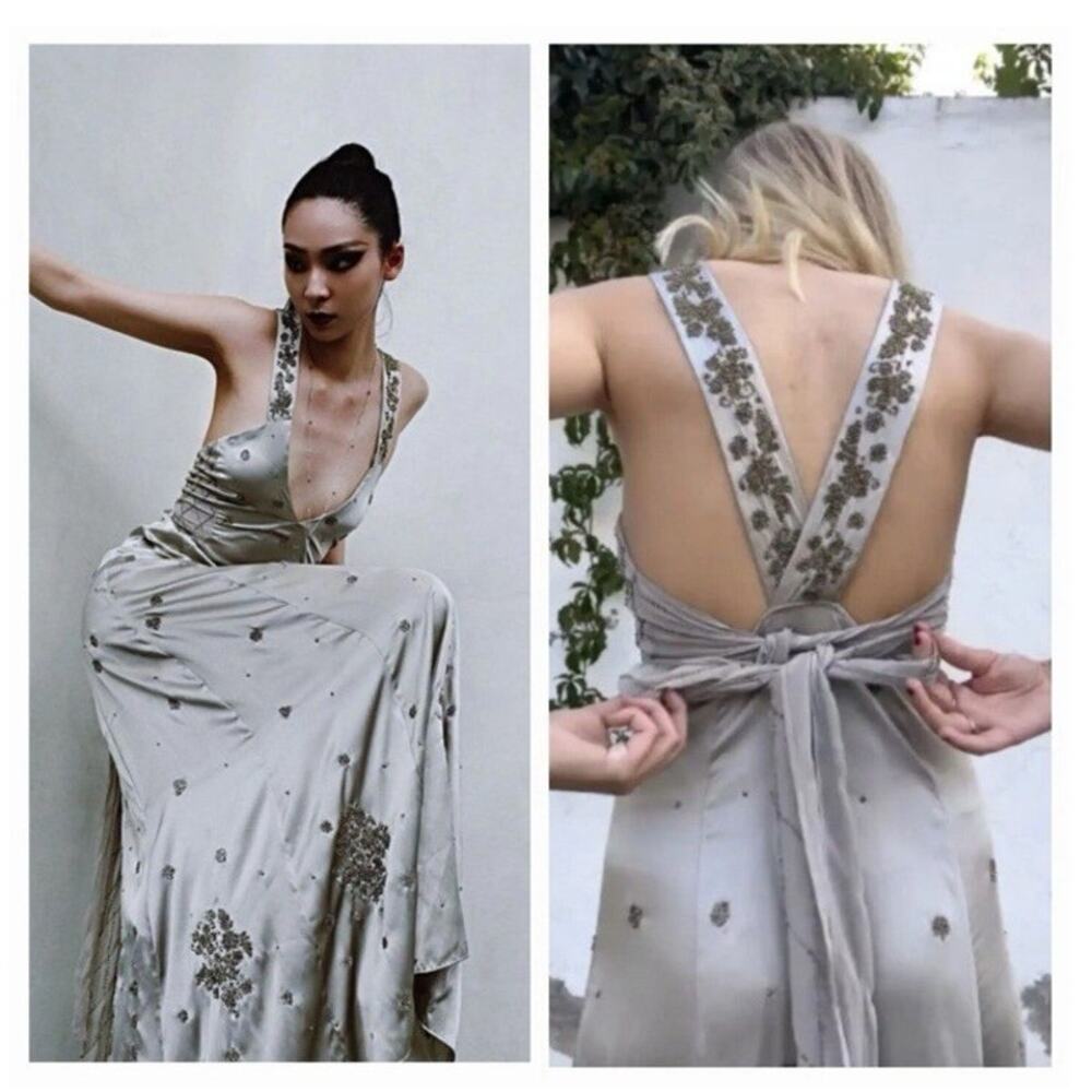 Zara Medium Gown Maxi Long Dress Beaded 1920s Gatsby